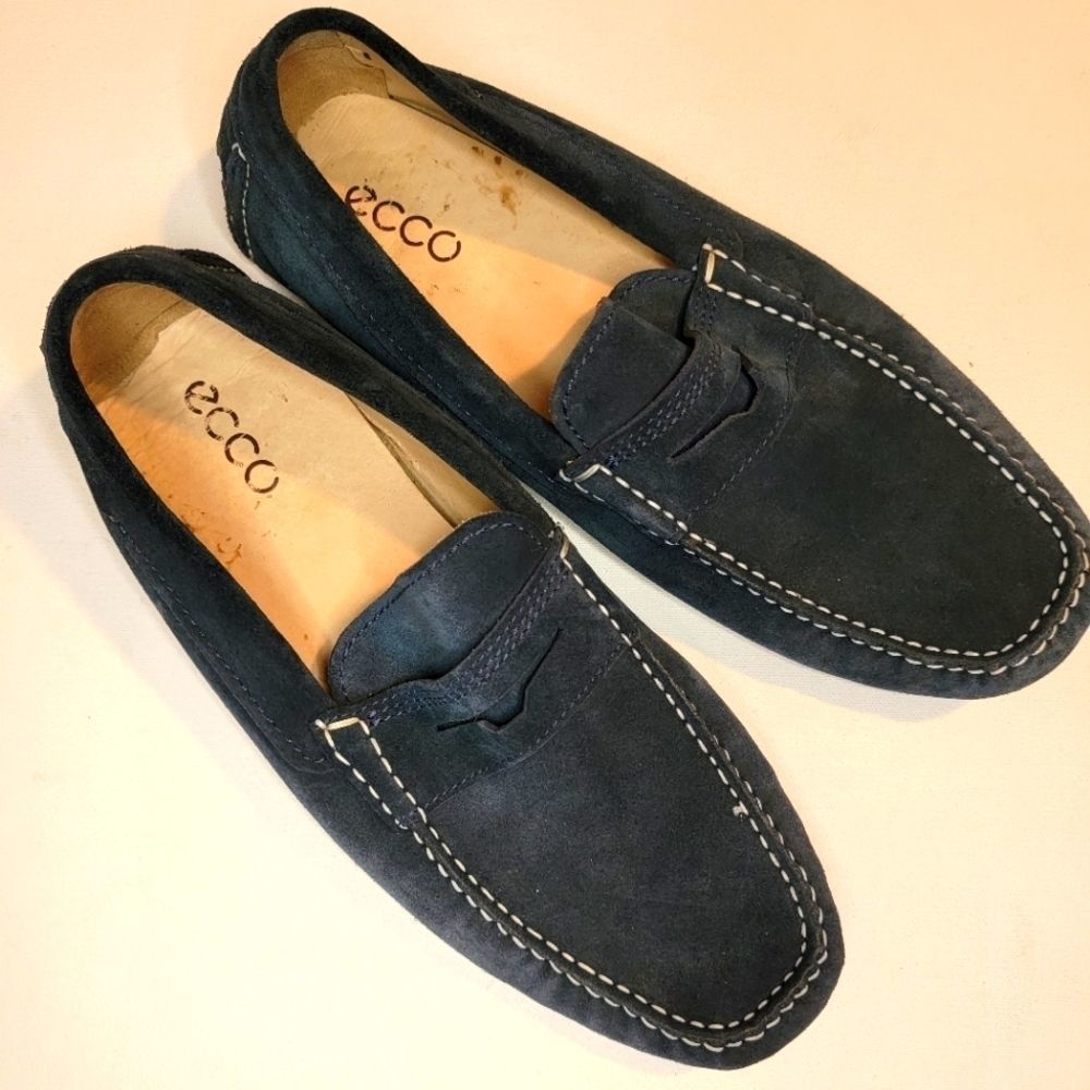 Ecco Men's Navy Blue Suede Driving Shoe loafers